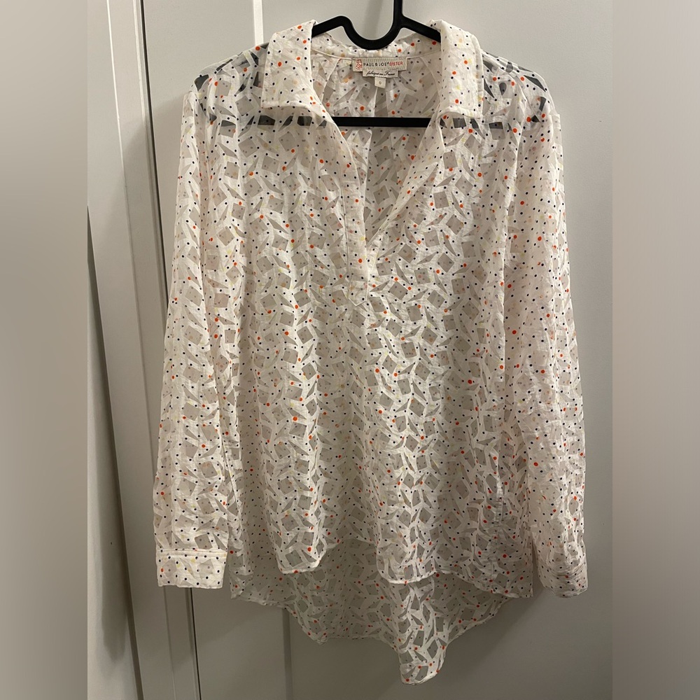 Paul and Joe sister polka dot sheer blouse size 0